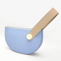 Half Moon Clutch • Light Blue + Tan