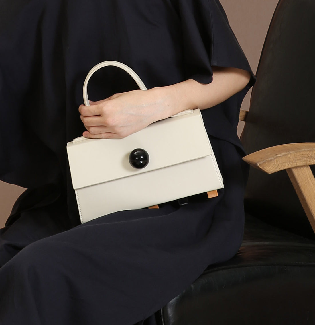 Mini Trapezoid Satchel Bag with Strap • Beige
