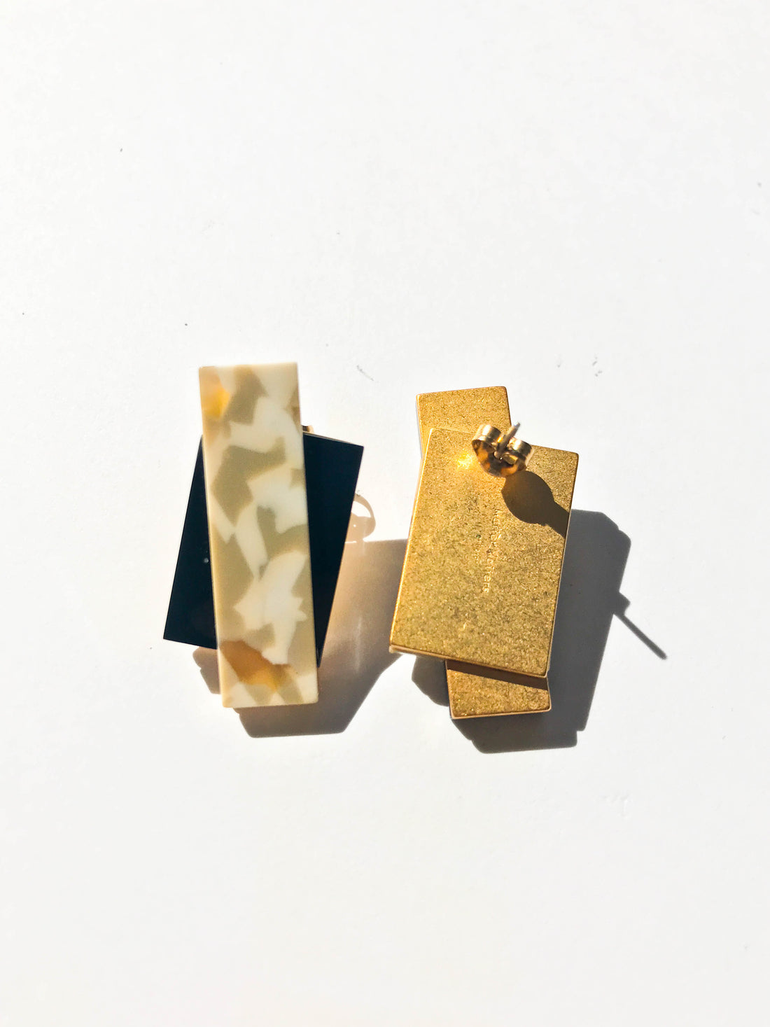 Double Up earrings - Beige Marble