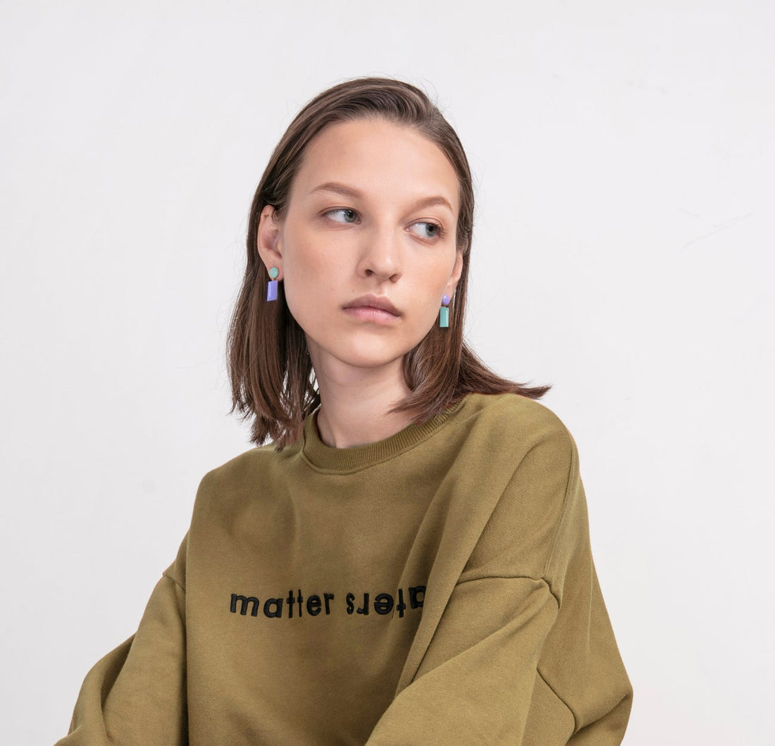 Iris Drop Earrings • Mint / Lilac