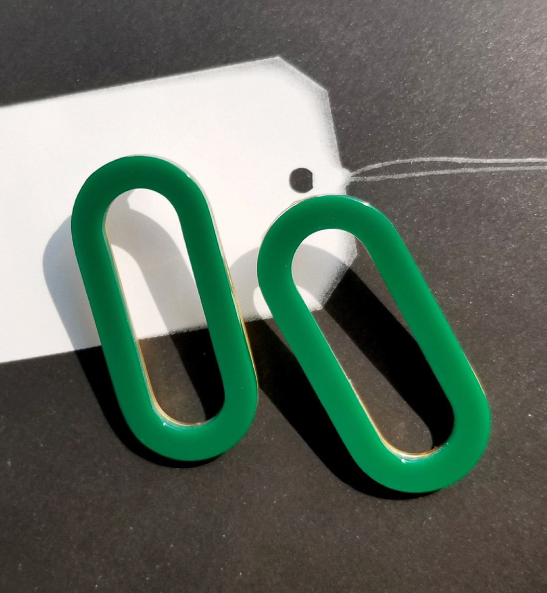 Oval Earrings • Green Acrylic