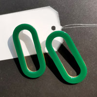 Oval Earrings • Green Acrylic