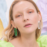 Oval Earrings • Green Acrylic