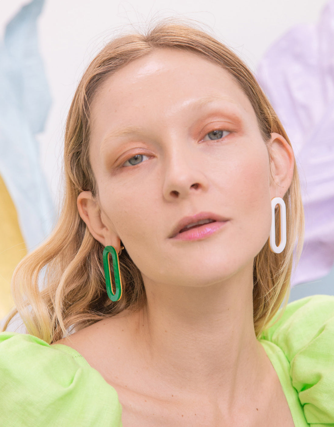 Oval Earrings • White Acrylic