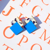 Double Diamond Earrings • Blue Marbled