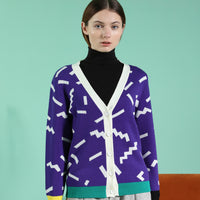 Ditsy / Merino Wool Cardigan • Purple