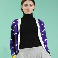 Ditsy / Merino Wool Cardigan • Purple