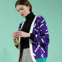 Ditsy / Merino Wool Cardigan • Purple