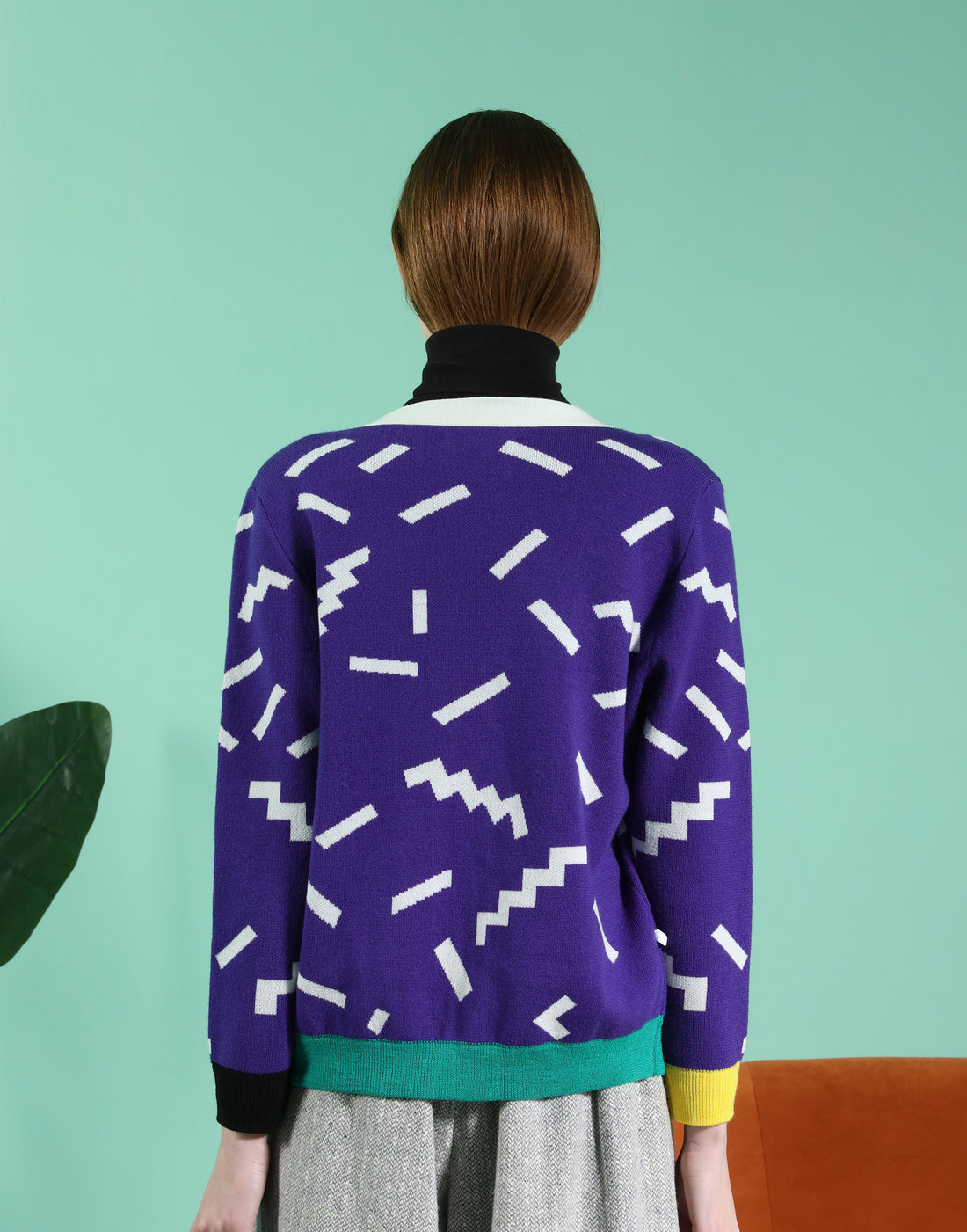 Ditsy / Merino Wool Cardigan • Purple