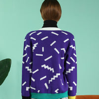 Ditsy / Merino Wool Cardigan • Purple