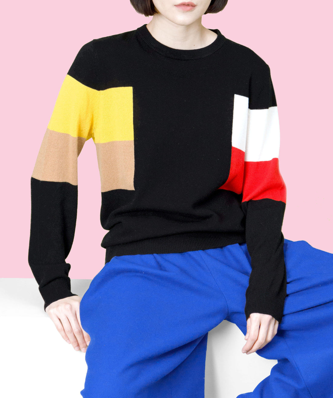Flag Up / Wool Cashmere-Blend Sweater • Black