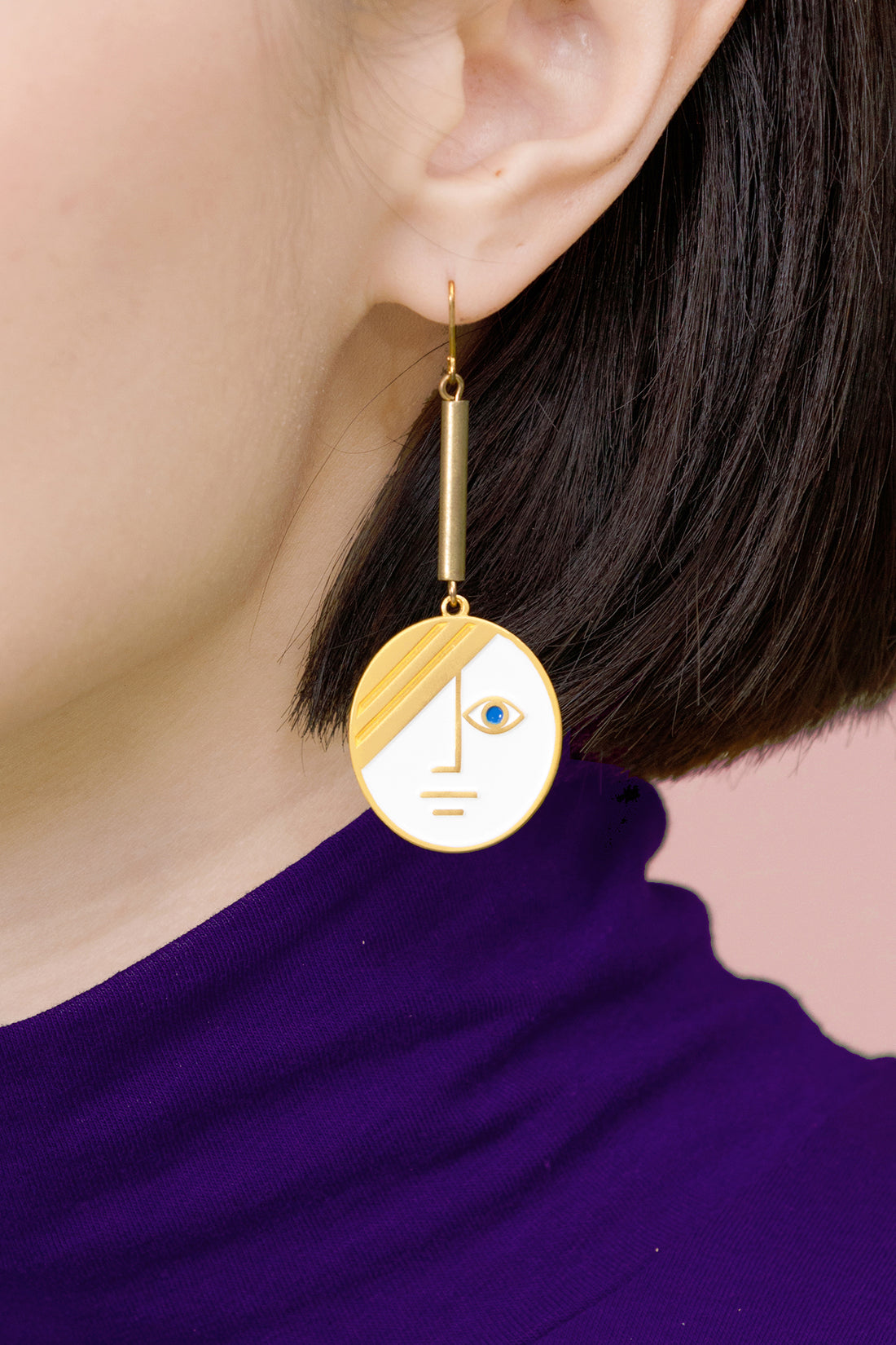 Large Phase Earrings • White