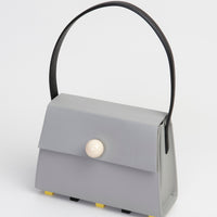Long Trapezoid Top Handle Satchel Bag • Grey