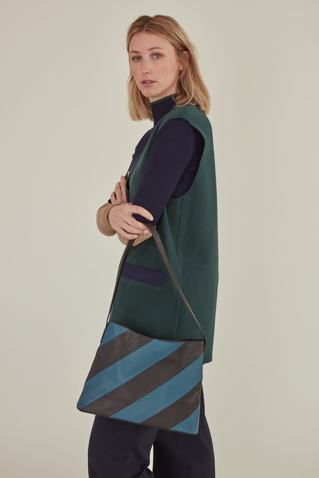 The Reversible / Two-Tone Vest • Blue Green & Olive