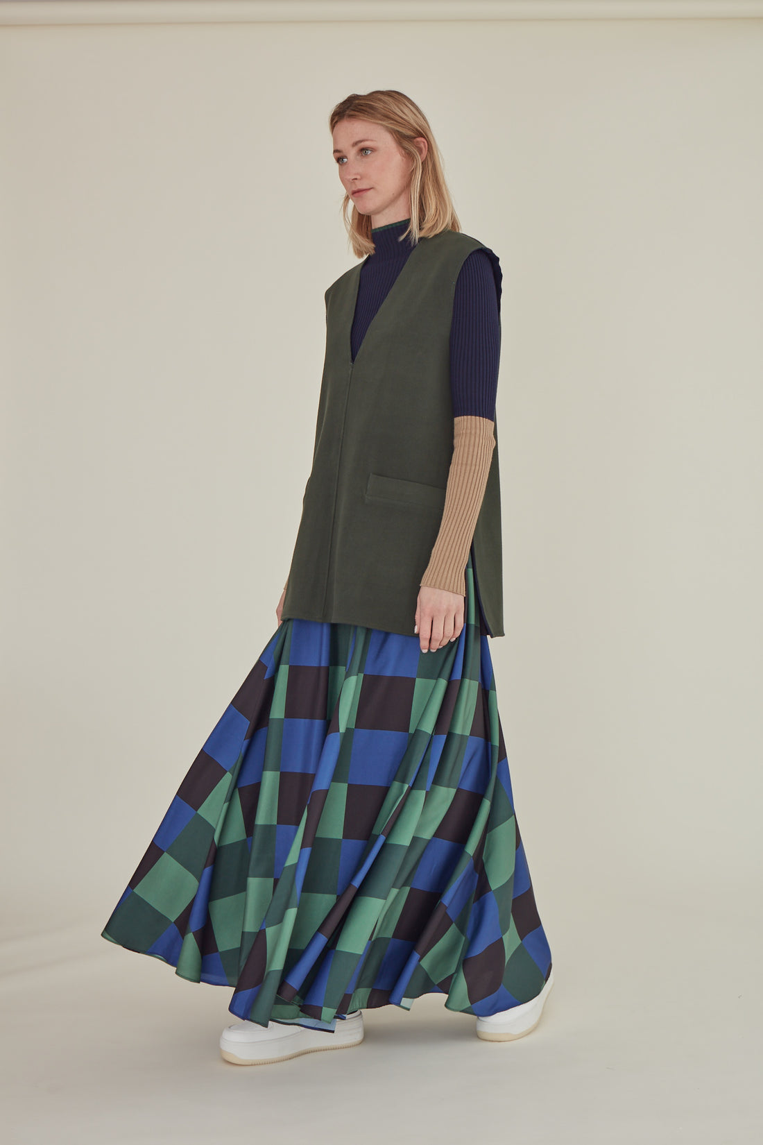 The Reversible / Two-Tone Vest • Blue Green & Olive