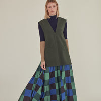 Decka / Checkered Maxi Skirt • Green