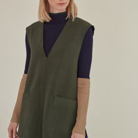 The Reversible / Two-Tone Vest • Blue Green & Olive