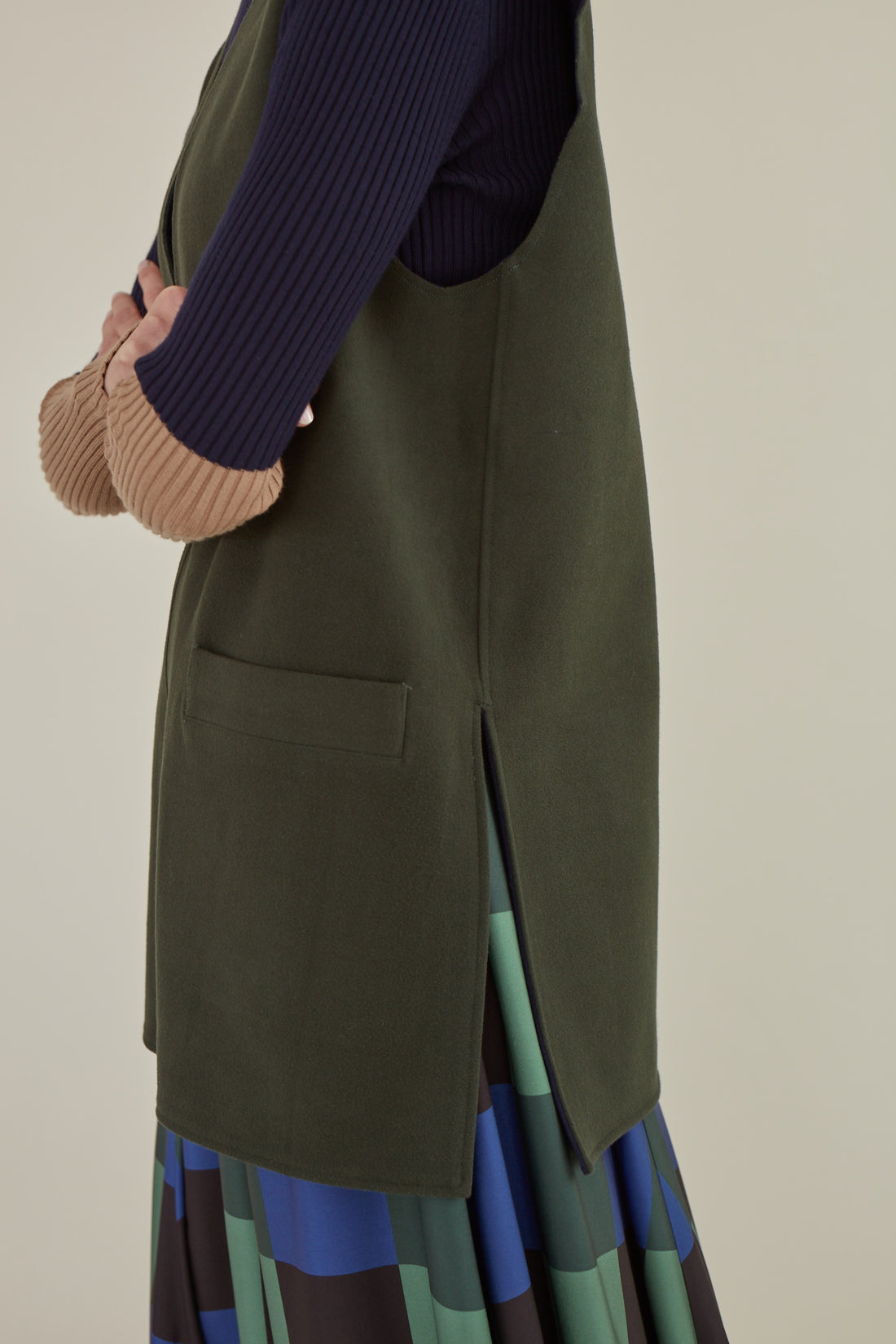 The Reversible / Two-Tone Vest • Blue Green & Olive