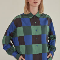 Decka / Checkered Loose Fit Capri Shirt • Green