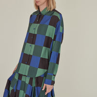 Decka / Checkered Loose Fit Capri Shirt • Green