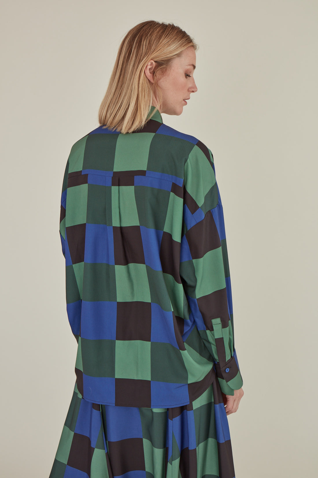Decka / Checkered Loose Fit Capri Shirt • Green