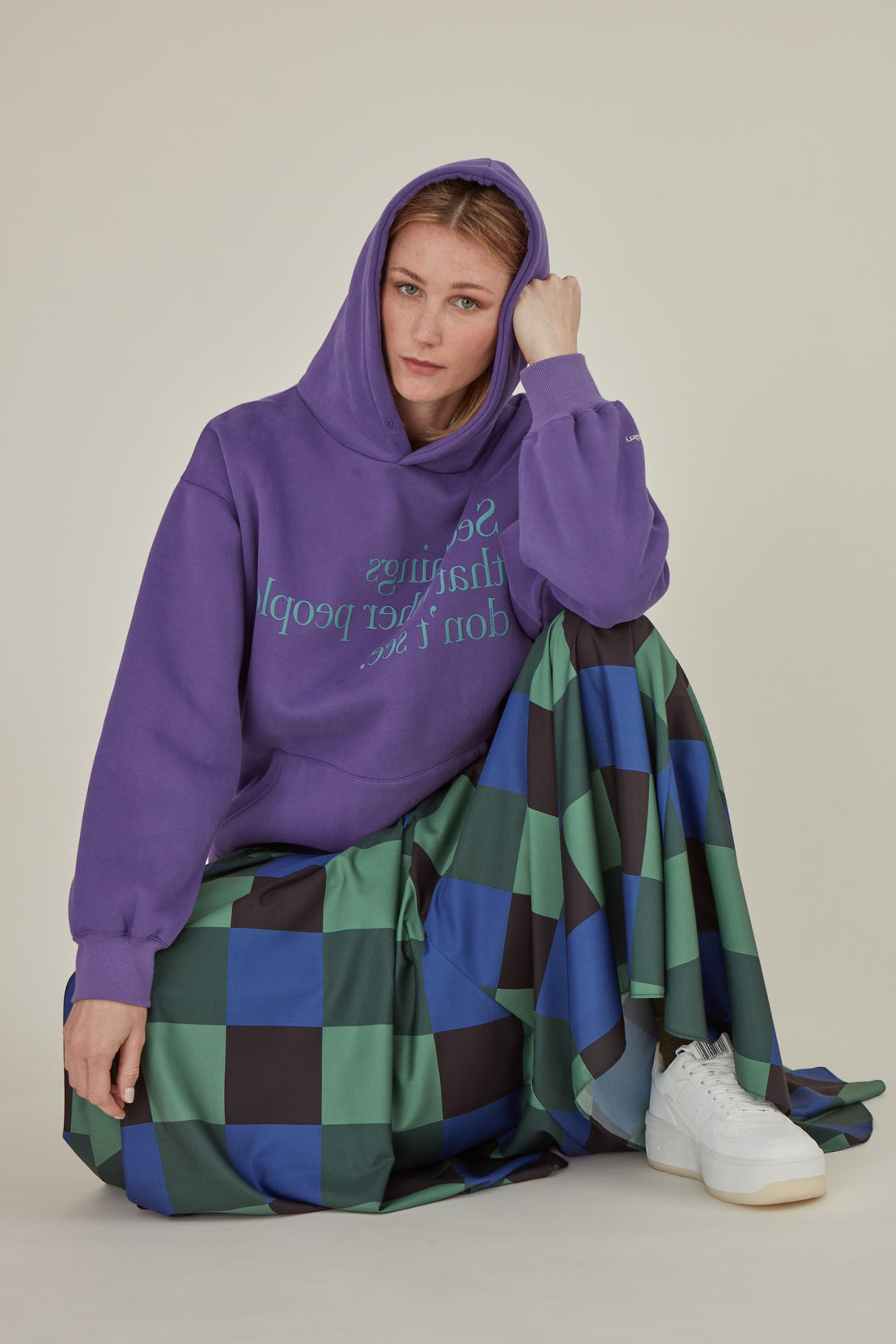 Decka / Checkered Maxi Skirt • Green