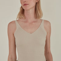For All Hours / Ribbed Knit Tank Top • Beige
