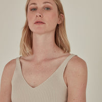 For All Hours / Ribbed Knit Tank Top • Beige