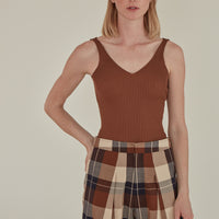 For All Hours / Ribbed Knit Tank Top • Brown