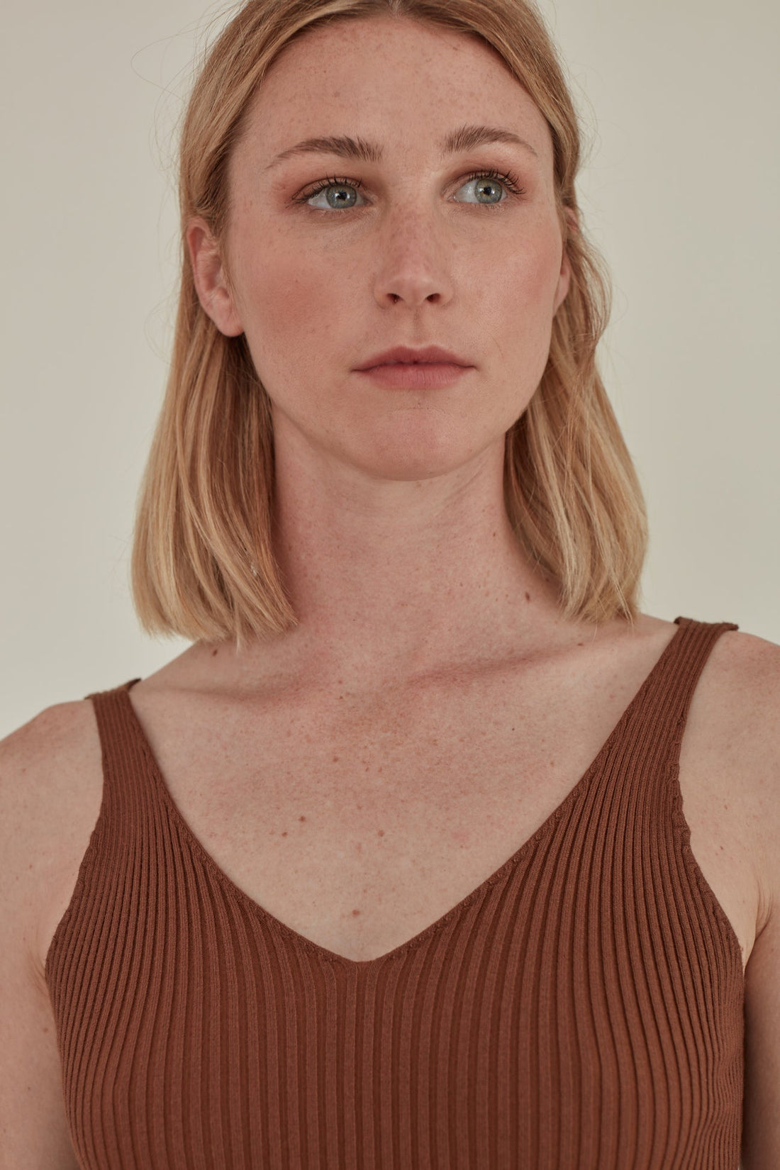 For All Hours / Ribbed Knit Tank Top • Brown