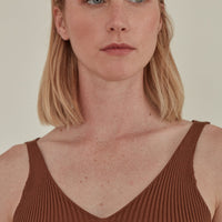 For All Hours / Ribbed Knit Tank Top • Brown