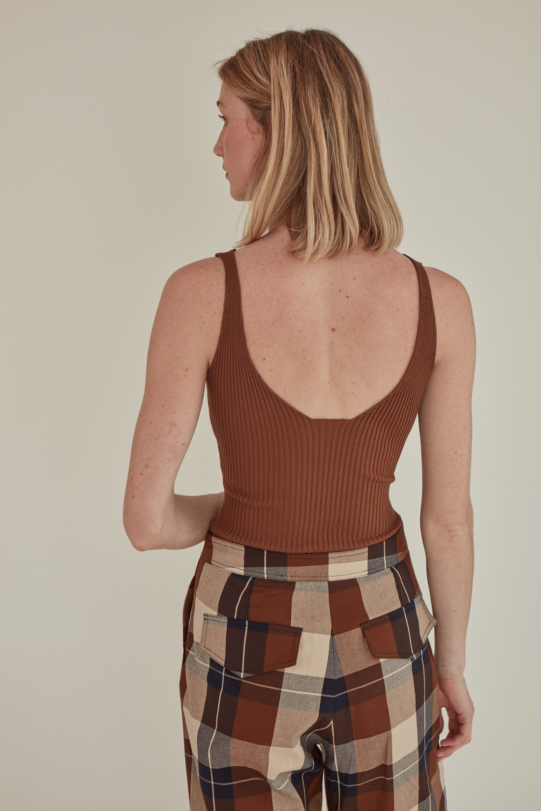 For All Hours / Ribbed Knit Tank Top • Brown