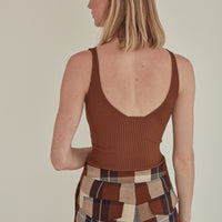 For All Hours / Ribbed Knit Tank Top • Brown