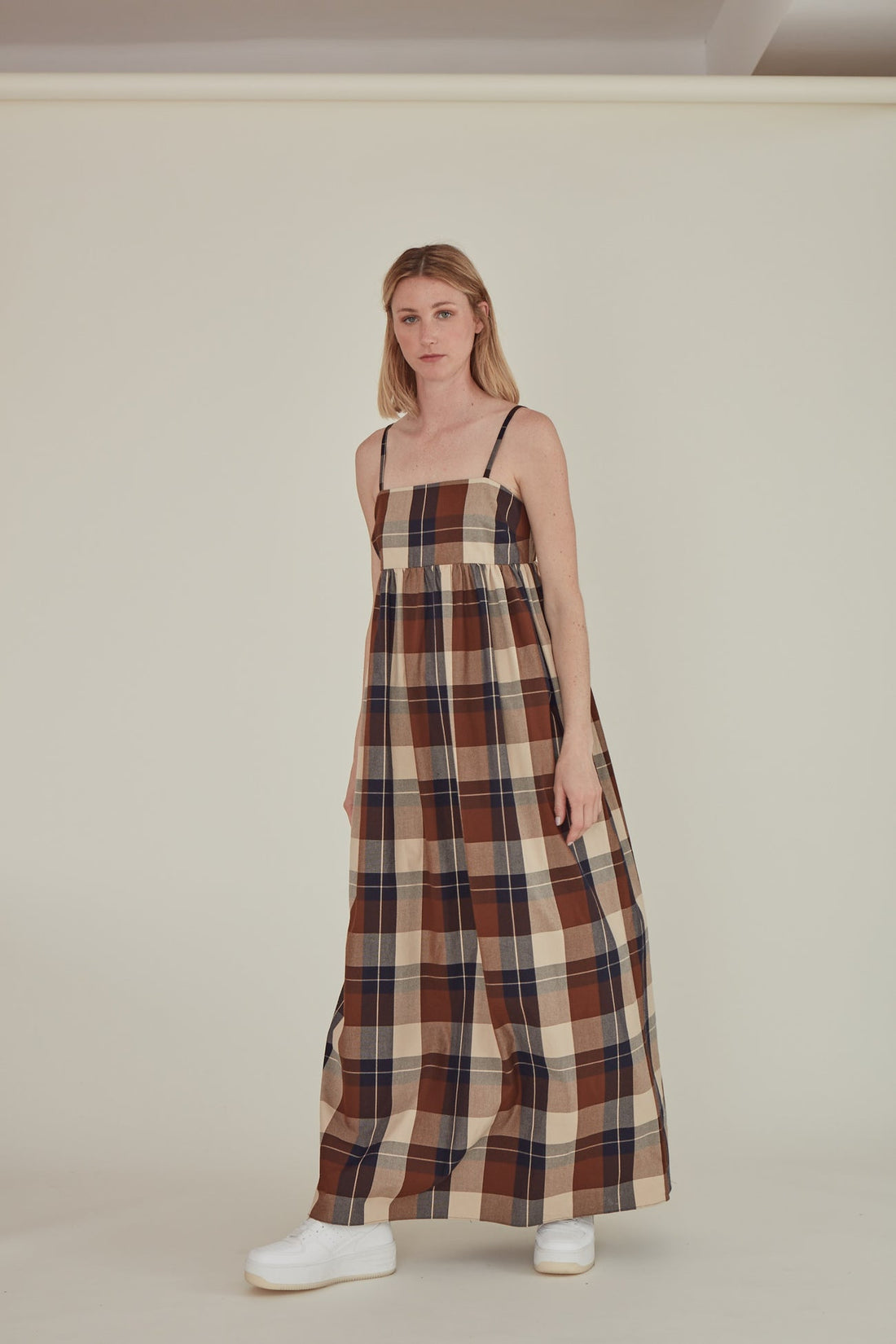 Note to Self / Tartan Plaid Tank Dress • Brown