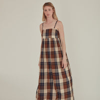 Note to Self / Tartan Plaid Tank Dress • Brown