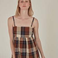 Note to Self / Tartan Plaid Tank Dress • Brown