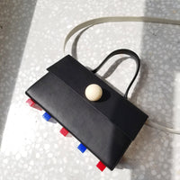 Mini Trapezoid Satchel Bag with Strap • Black