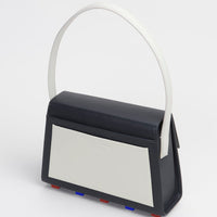 Long Trapezoid Top Handle Satchel Bag • Black