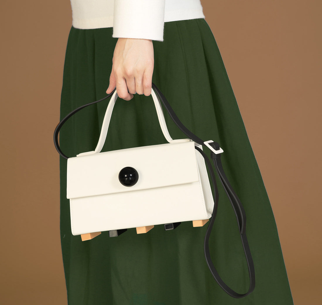 Mini Trapezoid Satchel Bag with Strap • Beige