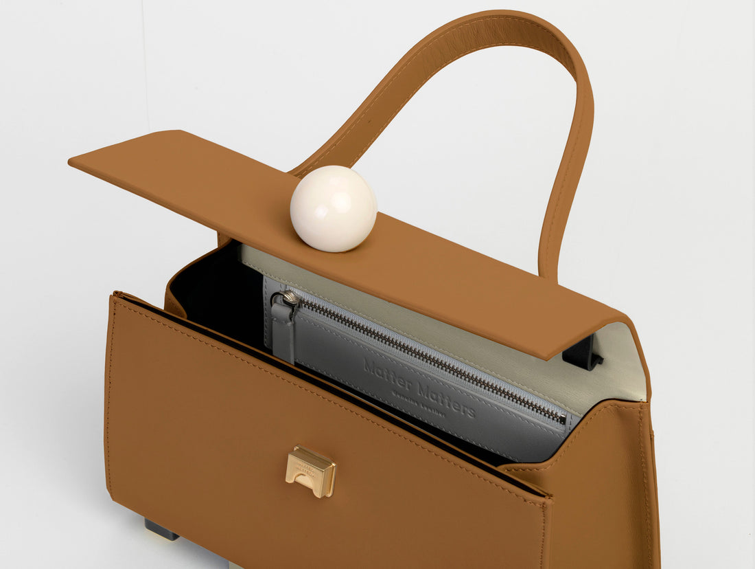 Mini Trapezoid Satchel Bag with Strap • Brown