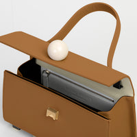 Mini Trapezoid Satchel Bag with Strap • Brown