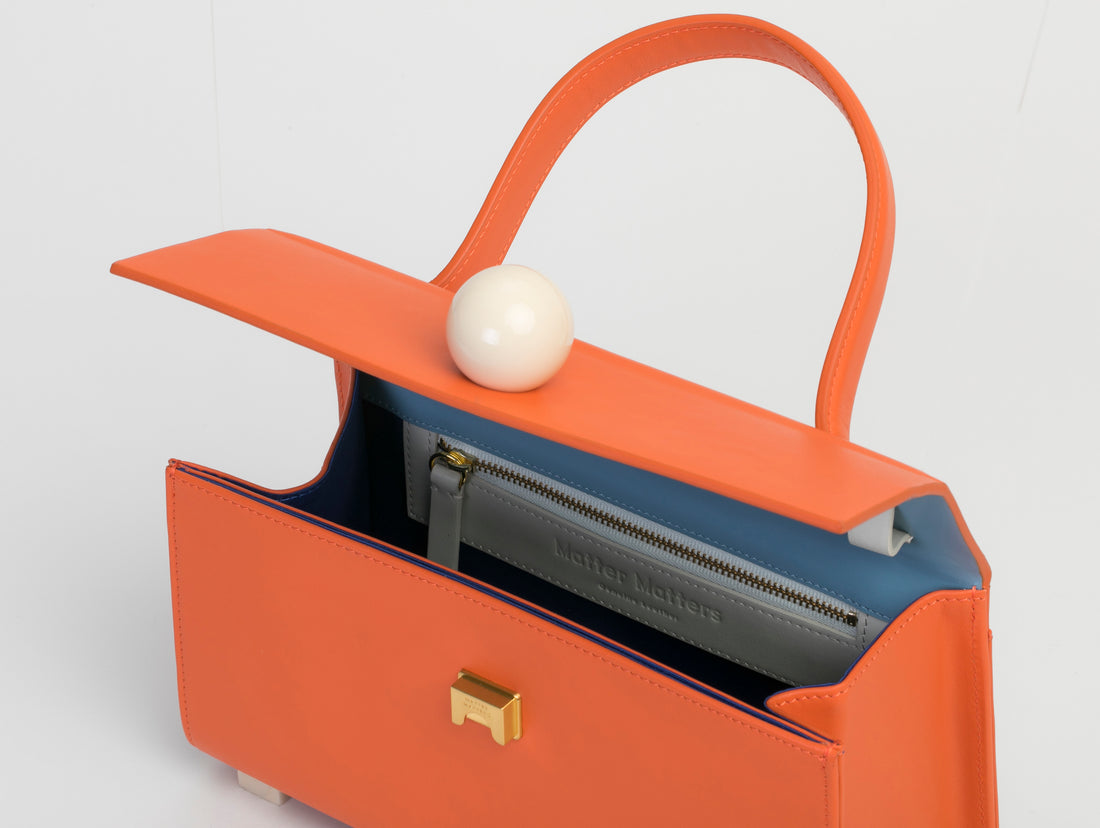 Mini Trapezoid Satchel Bag with Strap • Orange