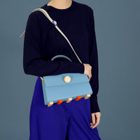 Mini Trapezoid Satchel Bag with Strap • Light Blue