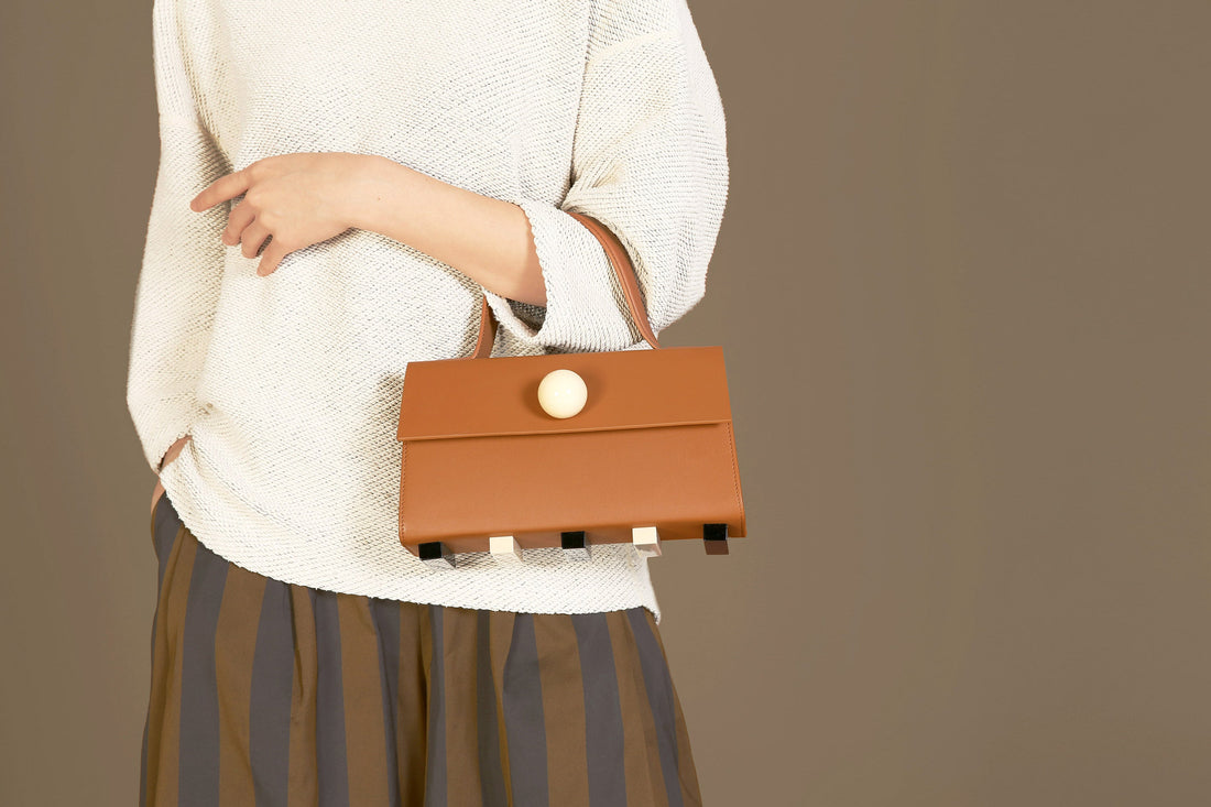 Mini Trapezoid Satchel Bag with Strap • Brown