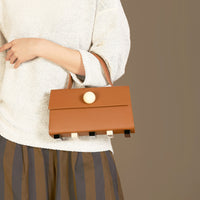 Mini Trapezoid Satchel Bag with Strap • Brown