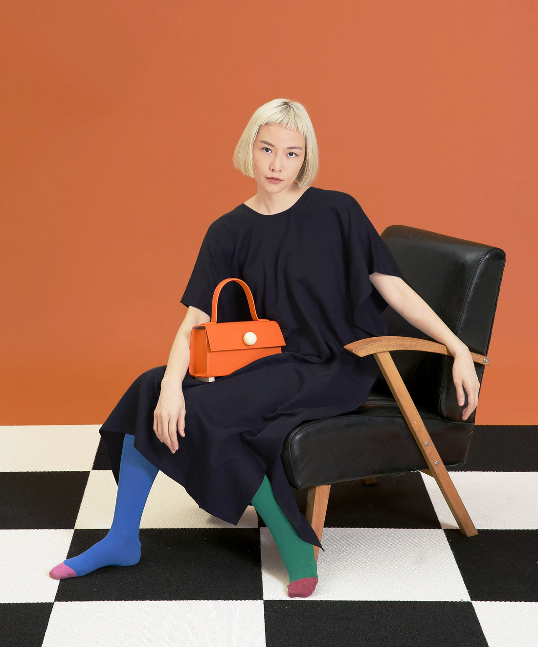 Mini Trapezoid Satchel Bag with Strap • Orange