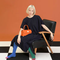 Mini Trapezoid Satchel Bag with Strap • Orange