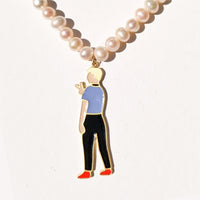 Round 2 / Pearl Necklace • Black & Light Blue