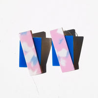 Double Up Earrings • Terrazzo Pink on Blue