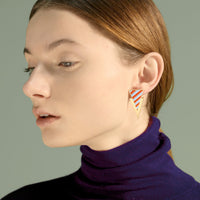 Striped Tri Earrings • Blue & Rush Orange